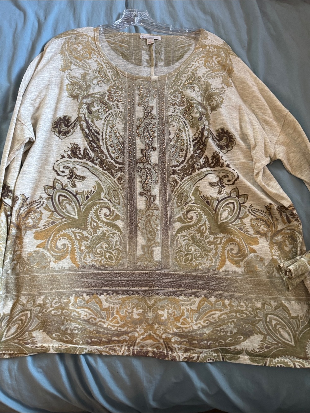 Christopher & Banks Beige Paisley Crewneck Sweater